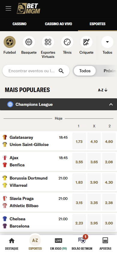 Plataforma da BetMGM